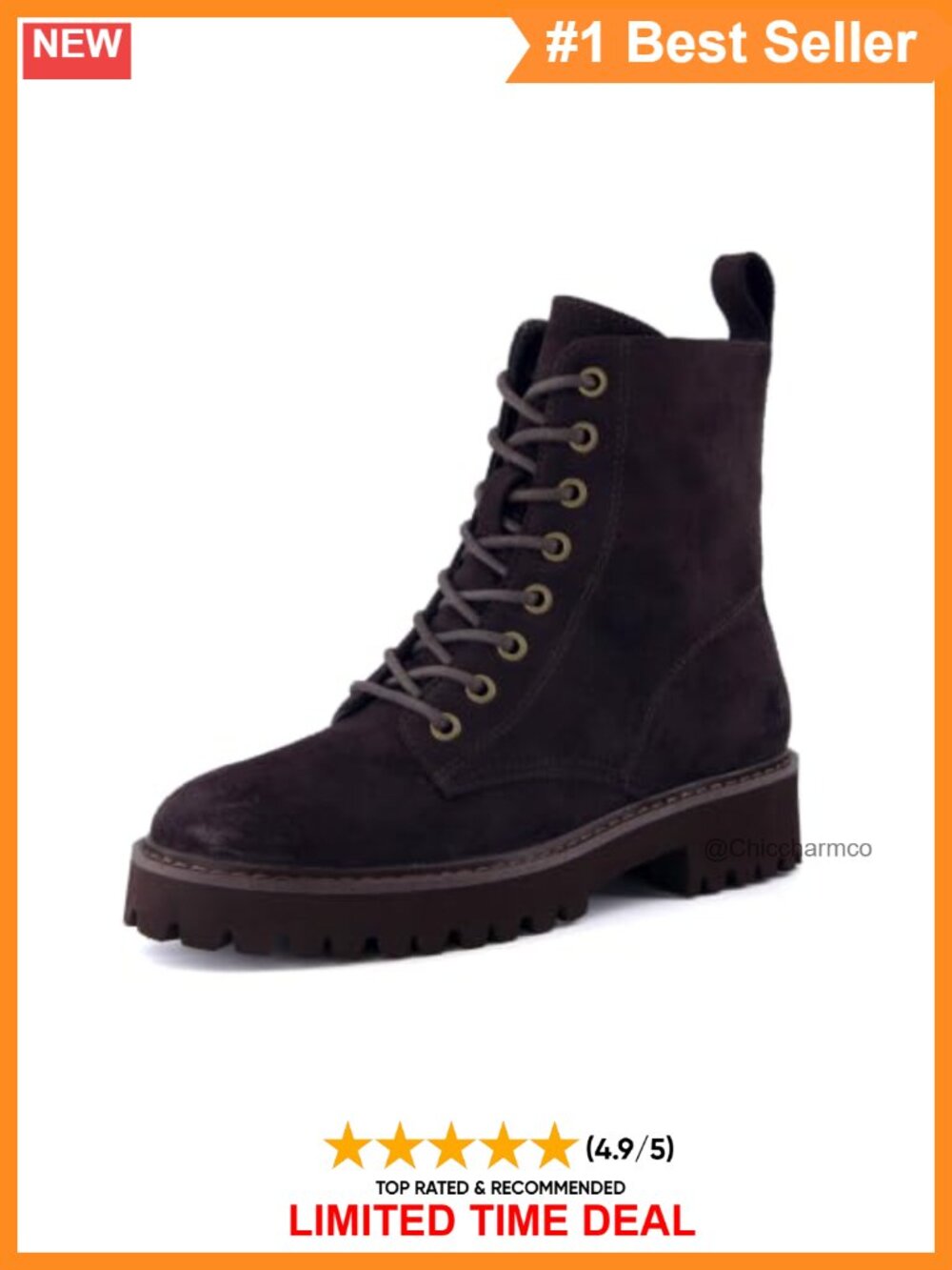 Combat Boots Faux Suede Lace-Up Side Zipper Lug Sole Ankle Boot